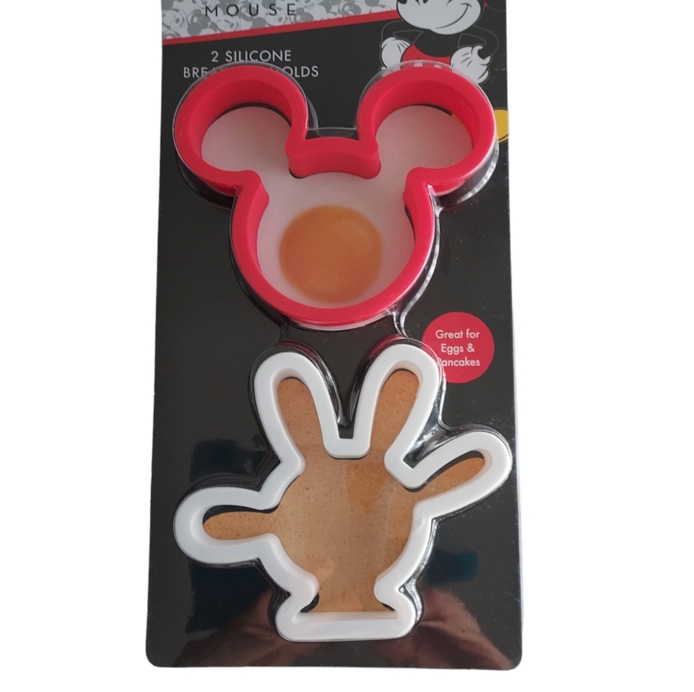 Set of 2 Mickey Mouse Silicone Breakfast Molds Mickey Ear/Hand